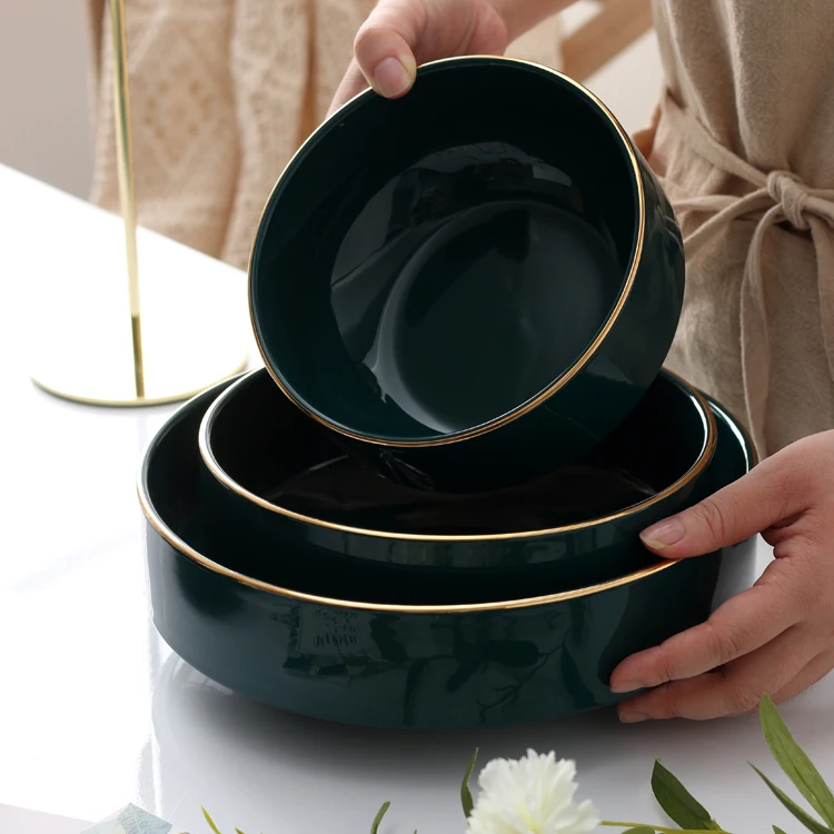 
Christmas Home Decor Creative kitchen peacock green dishes plates ceramic set 