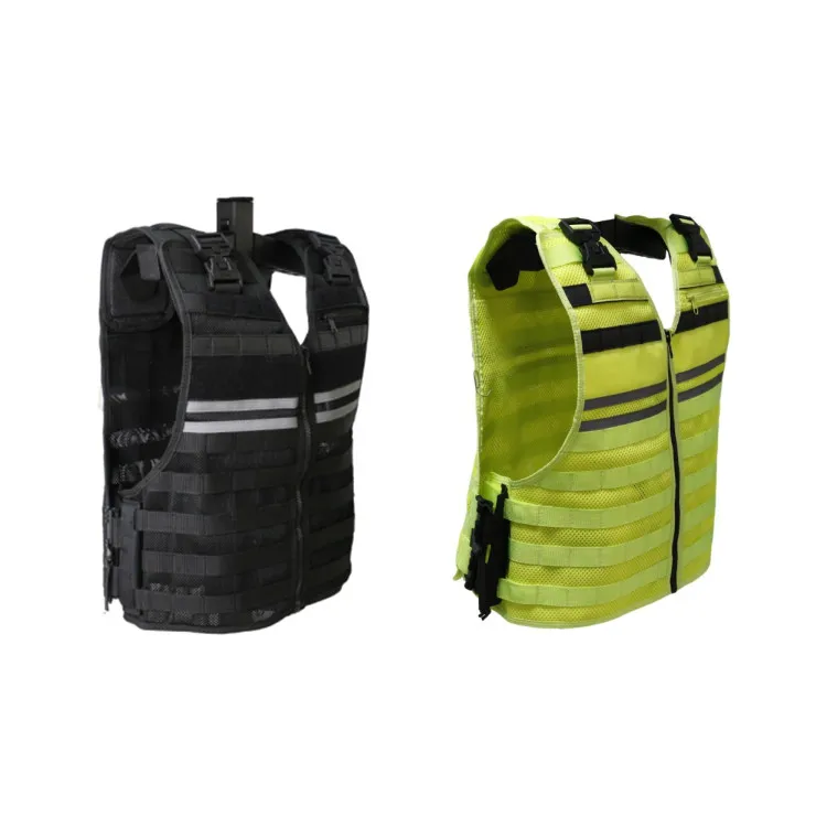 Safety protection vest fluorescent reflective stab resistant vest multi-pocket multi-function reflective vest