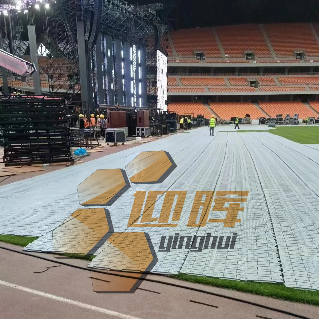 T-03 Indoor Outdoor Temporary Events Decking Portable Tent turf protection Flooring concert interlocking Plastic floor Tiles