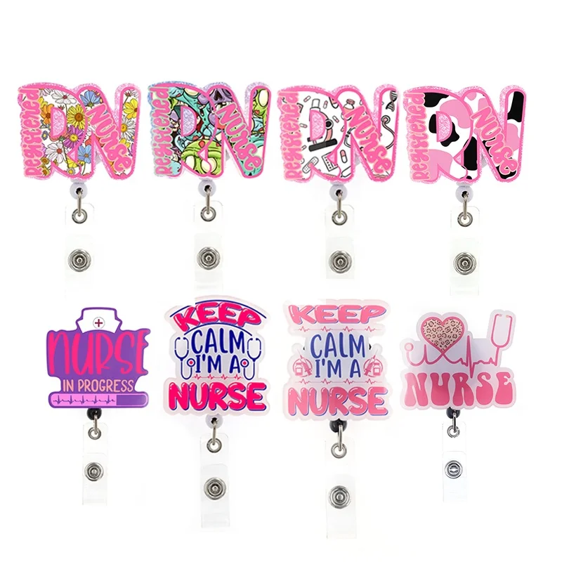 Customized Wholesale Custom Nurse RN Badge reel Scrub Life CNA Badge Reel Nurse Accessories