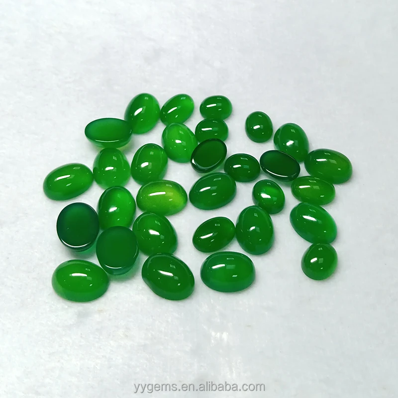 Wholesale Full Size Natural Green Oval Agate Loose Gemstone High Quality Green Oval Agate For Jewelry Making