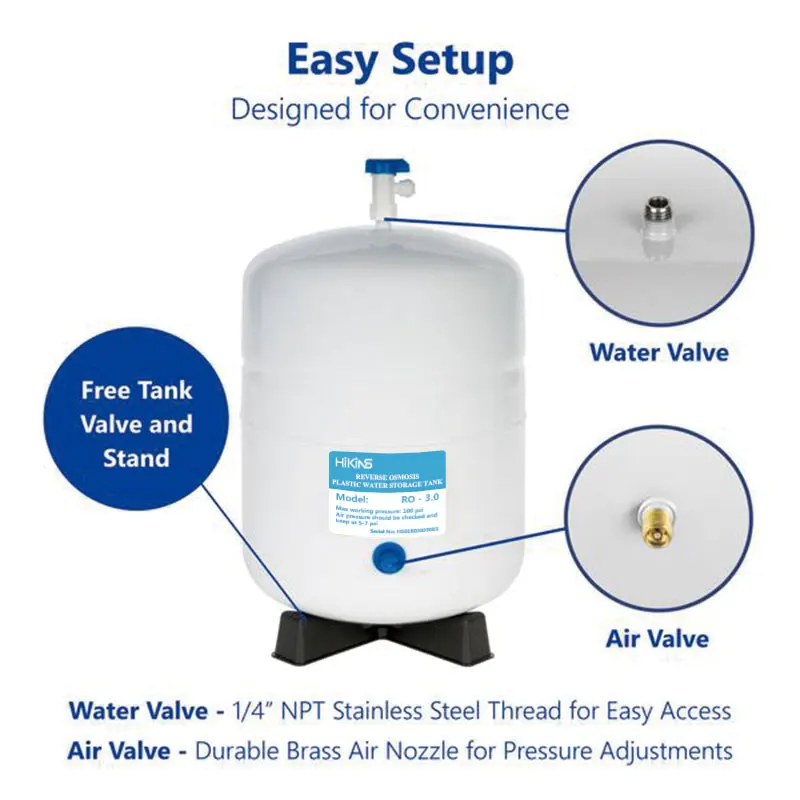 Hikins 3G 6-8L Plastic PP RO Drinking Bucket Barrel Pressure Tank