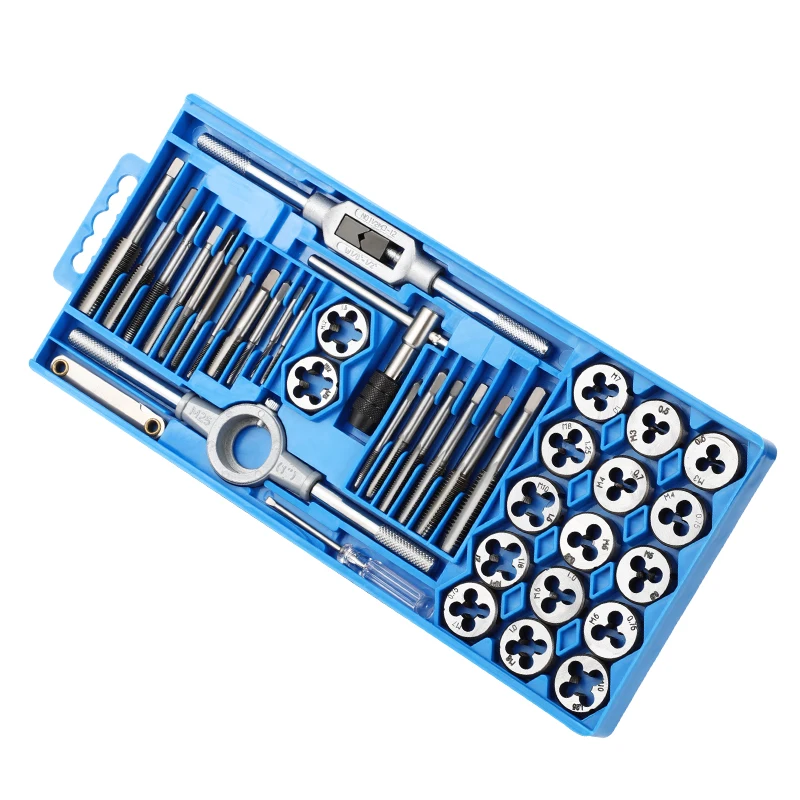 40pcs Hand Tools Die Set Metric Tap And Die Set M3-M12 Screw Thread Plugs Straight Taper Reamer