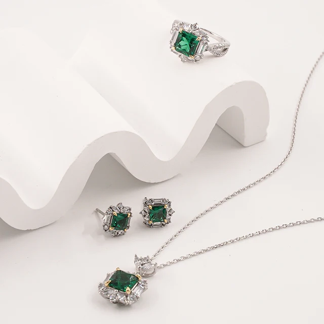 Trendy 925 Sterling Silver Jewelry Sets Gold Plating Diamond Zircon Stones Wedding Engagement Party Also Available Rose Gold