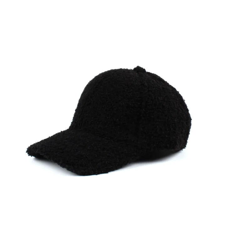 Winter autumn lamb hair thickened warm fashion simple versatile pure red net cap
