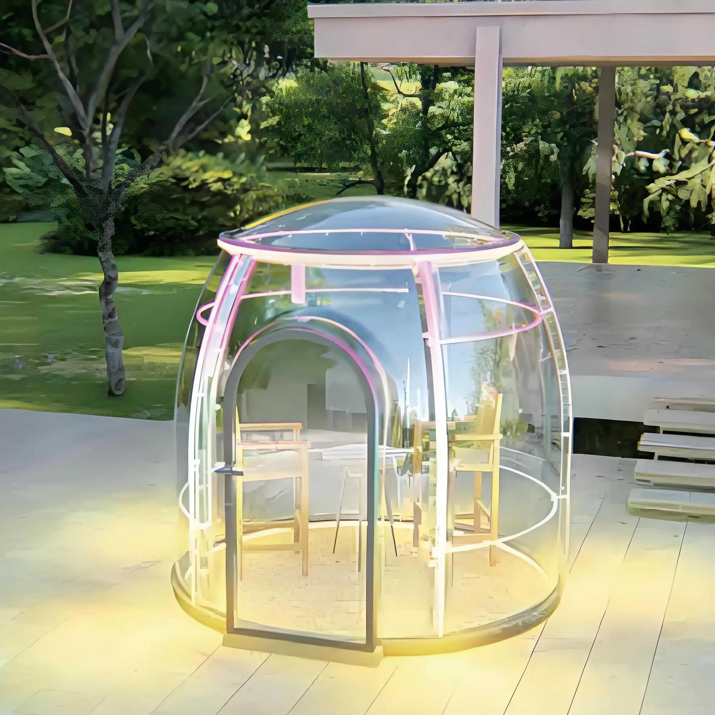 Full House Luxury Camping Dome Geodesic Transparent Garden Igloo Round  Tent