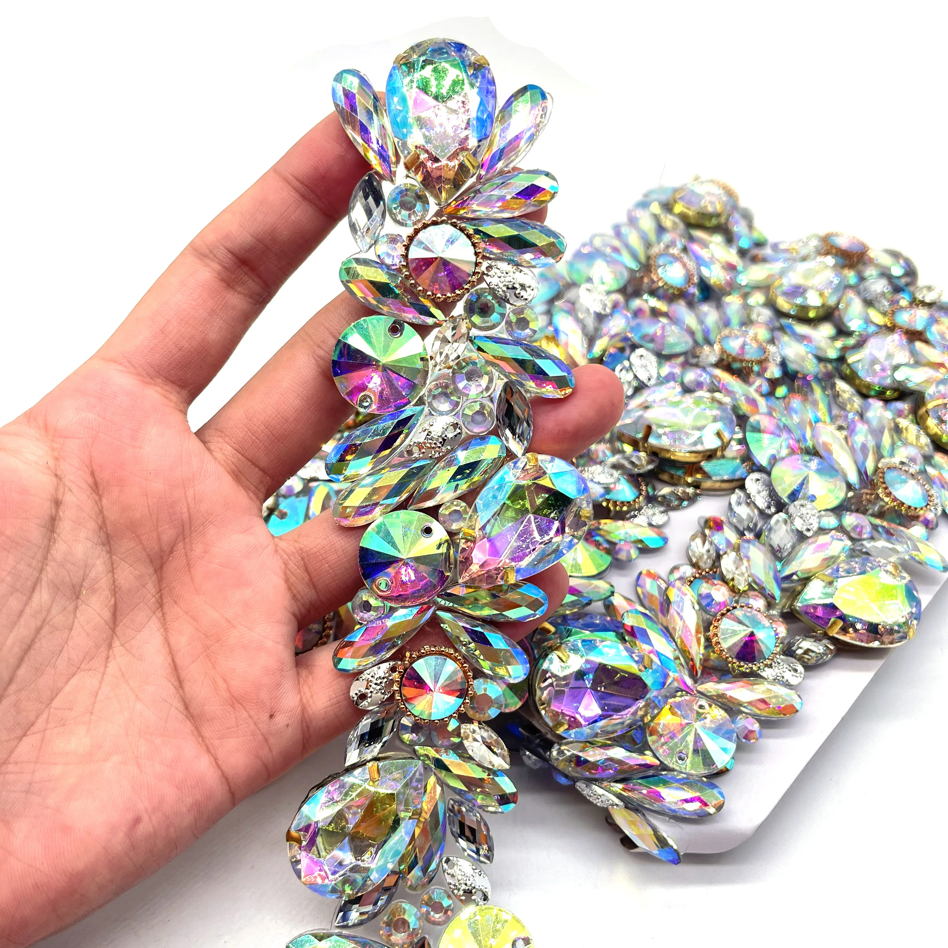 carnival costume gems stone laying clothes decoration iron on rhinestone applique trimming for clothing accessories