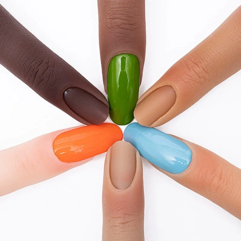 Nail art silicone practice hand model with joint bendability matching practice nail silicone fake finger model