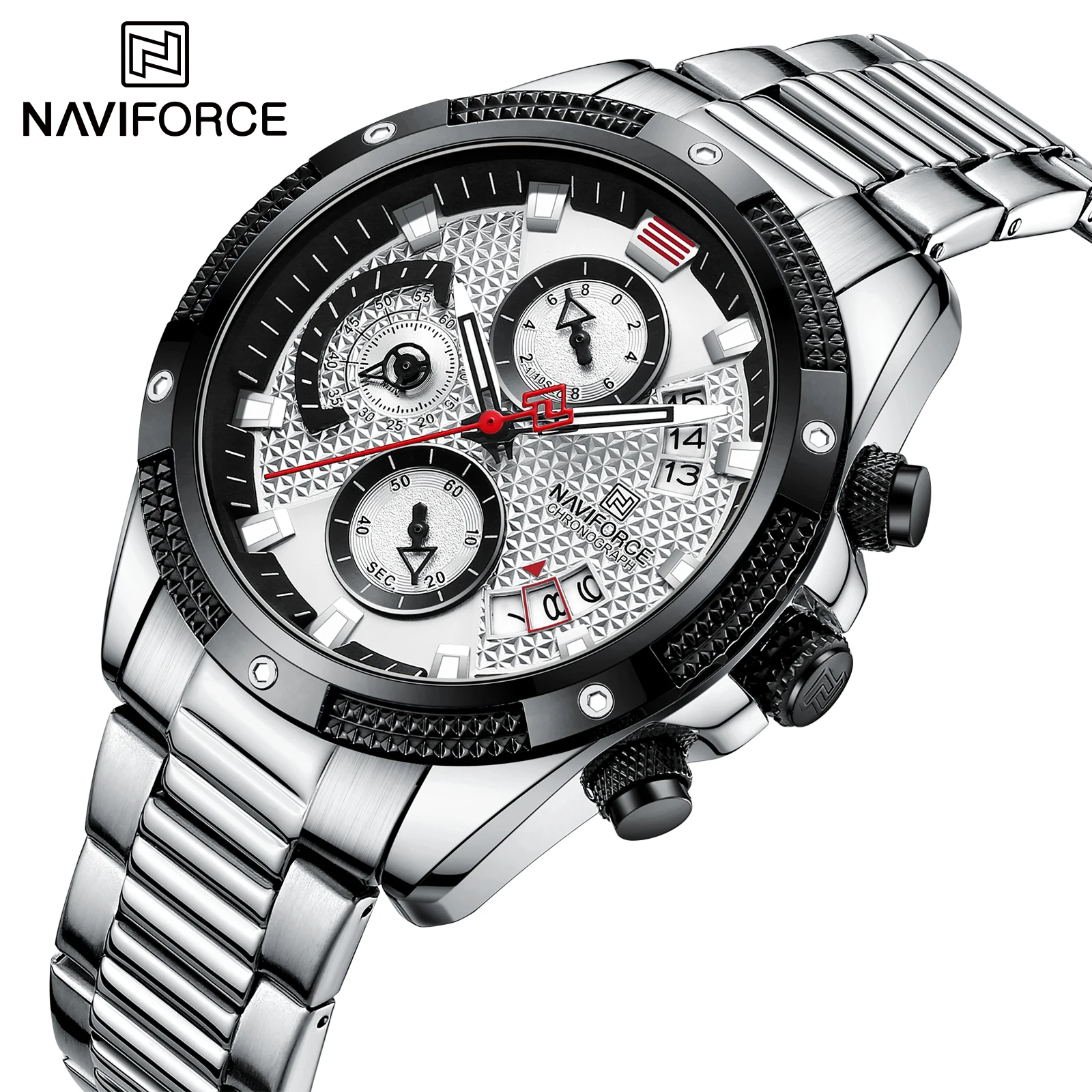 NAVIFORCE Men Watch Sport Man Wristwatch Top Brand Luxury  Chronograph Green Gold Stainless Steel Quartz Male Clock 8021