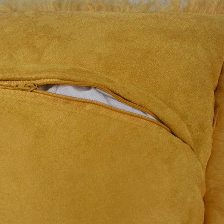 Indoor Luxury Mongolian Lamb Fur Long Skin Fur Chair Pillow Soft Mongolian Fur Pillows