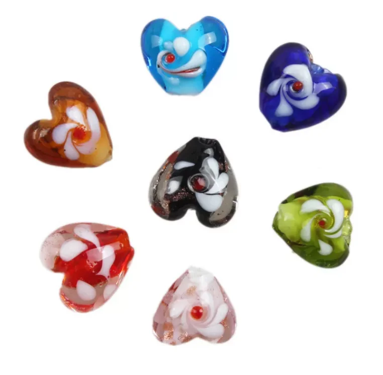 Cute mini 15mm fashion DIY jewelry flower heart murano glass pendant