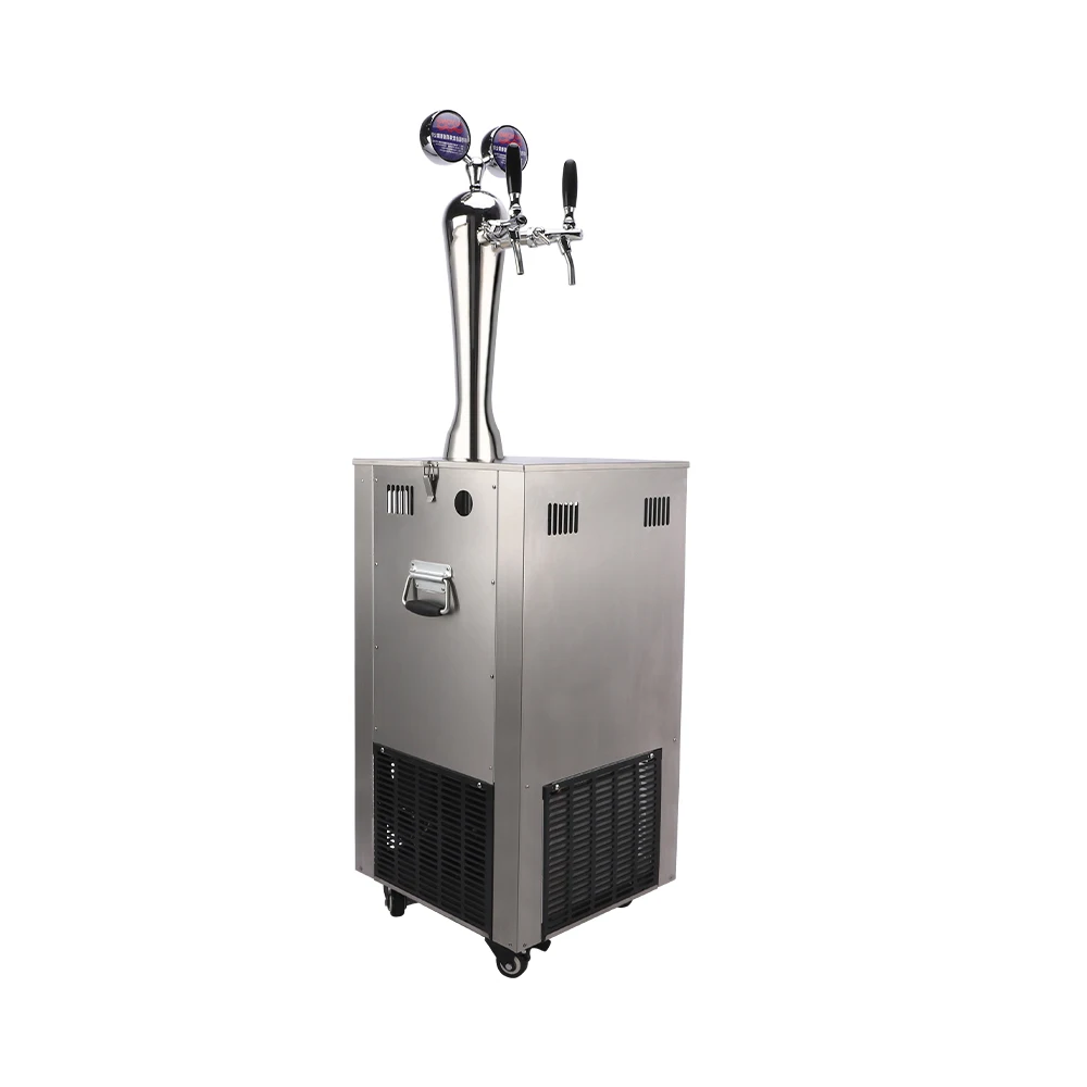 SS Beer Kegerator Cooler Dispenser 2 Tap Font Draft Beer Machine Tower Dispenser For Bar