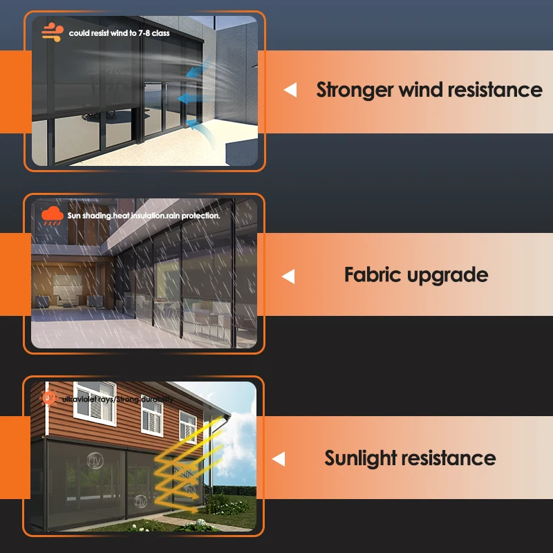 Garage Window Blinds Manual Roller Curtains Retractable Roller Screen Windproof Zip Track Screen