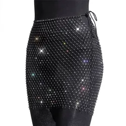 LH83141pants fashionable high waist sexy rhinestone diamonds fishnet sexy trousers sequin bandage mesh pants chic style pants