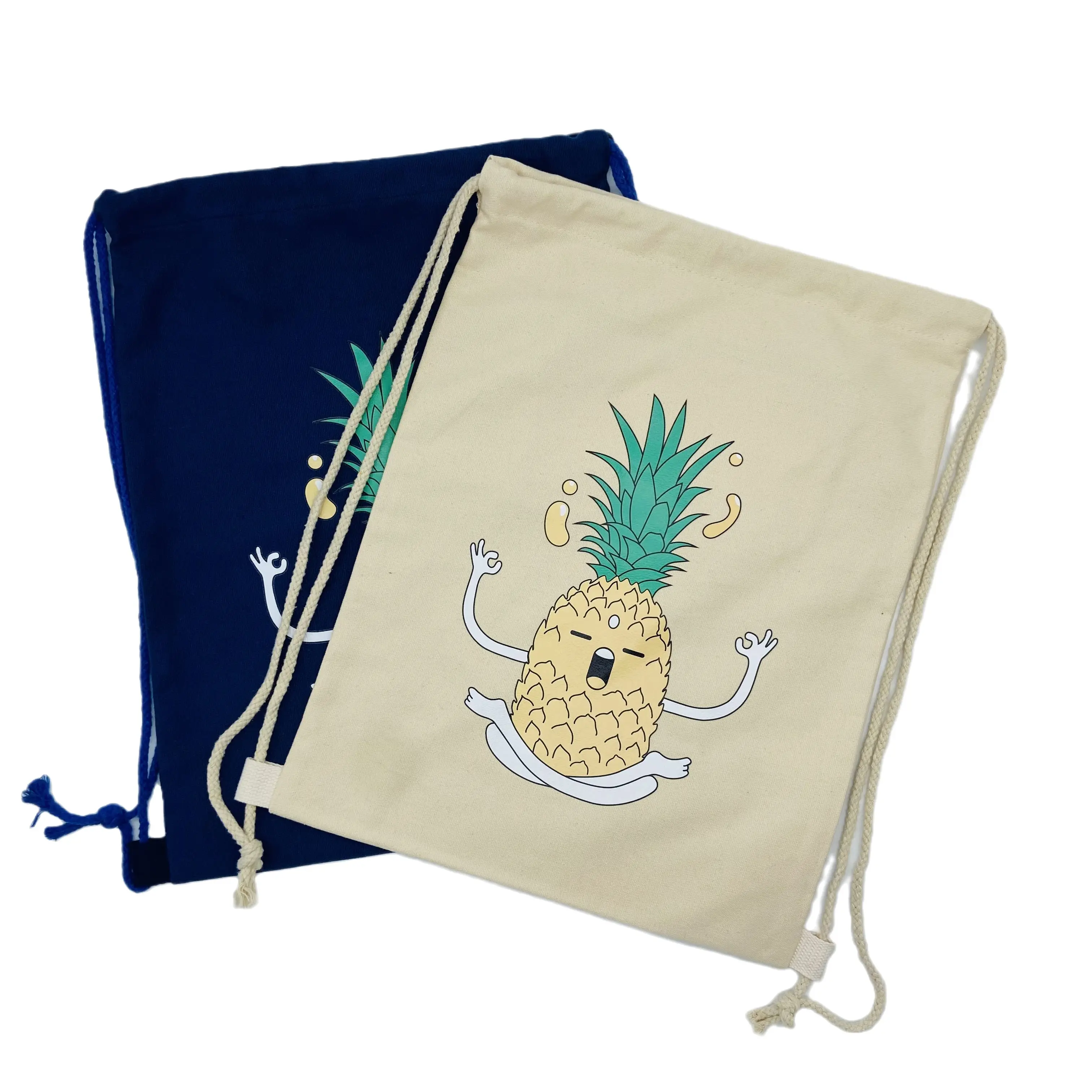 Colorful Cotton Printed Canvas Cotton Drawstring Backpack Cotton Drawstring Bag