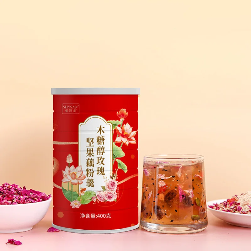 wholesale 400g rose nut lotus root powder soup fruit lotus root powder instant granules qiya nut lotus root powder