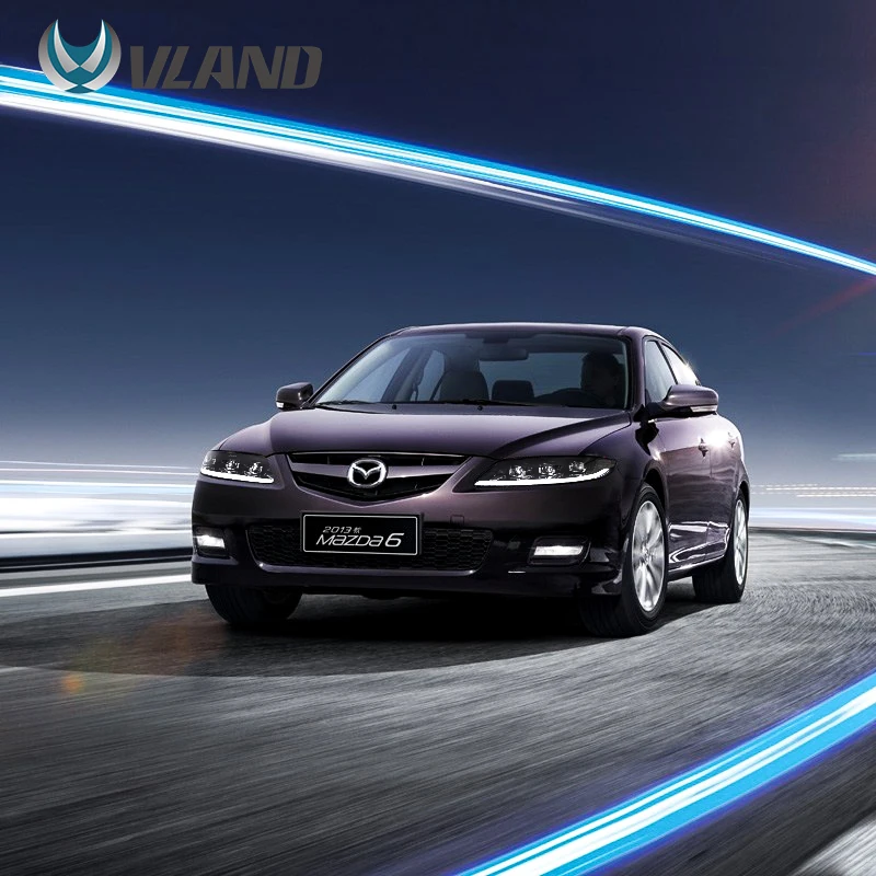 VLAND Car Lamp Assembly For Mazda 6 Headlight 2003-2015 With Start Up Animation DRL Full LED Front Lights Sequential Turn Signal