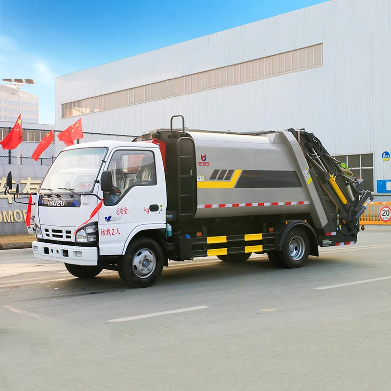 Isuzu высококачественный компримированный мусоровоз прямые продажи с завода механическая Трансмиссия дизельного топлива стандарт выбросов 5 евро