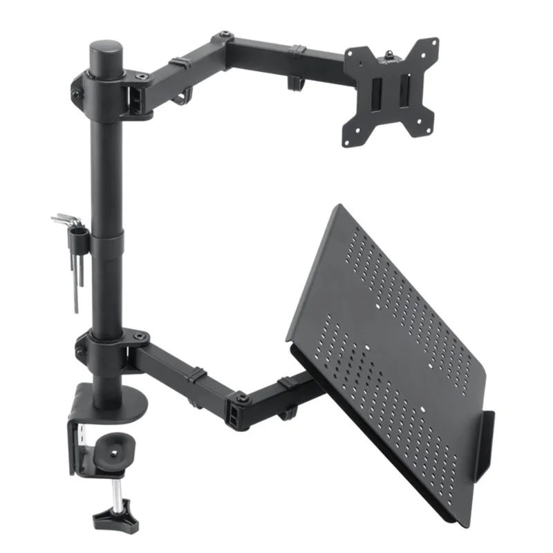 LCD Monitor Arm With Laptop Notebook Adaptor Adjustable Dual Monitor Mount Stand