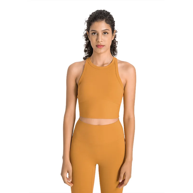 Xsunwing Fashion Sports Bra With High Neck Running Shockproof Yoga Bra Vest Fitness crop Tank Tops Women gym sports bras WDQ001