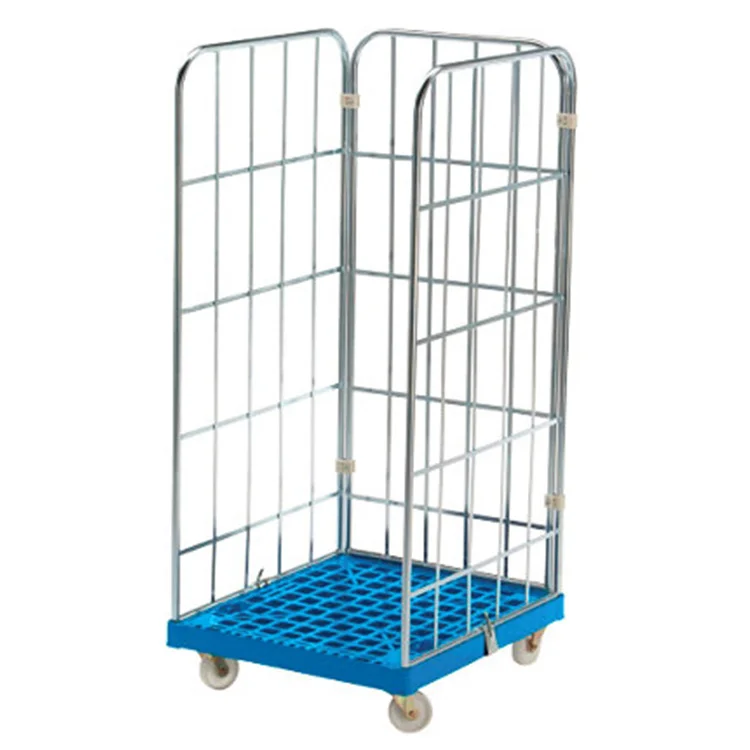  Roll Container with ABS basement and support plate Nylon wheels galvanised steel side wall