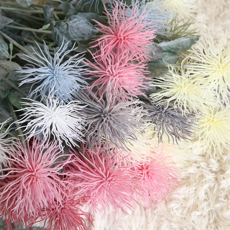 Factory Wholesale Artificial Flowers Sea Urchin Flowers Soft Plastic For Wedding Decoration