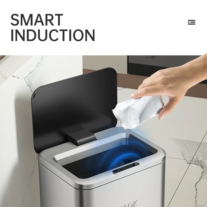steel bins  with CE certificate mobile trash bin 15L/20L sensor bin automatic trash can