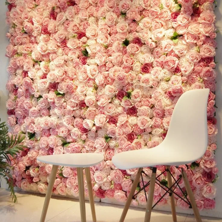 HP-122 Customized Artificial Floral Green Leaves Wall Backdrop White Flower Panel for Wedding Flower Row Decor