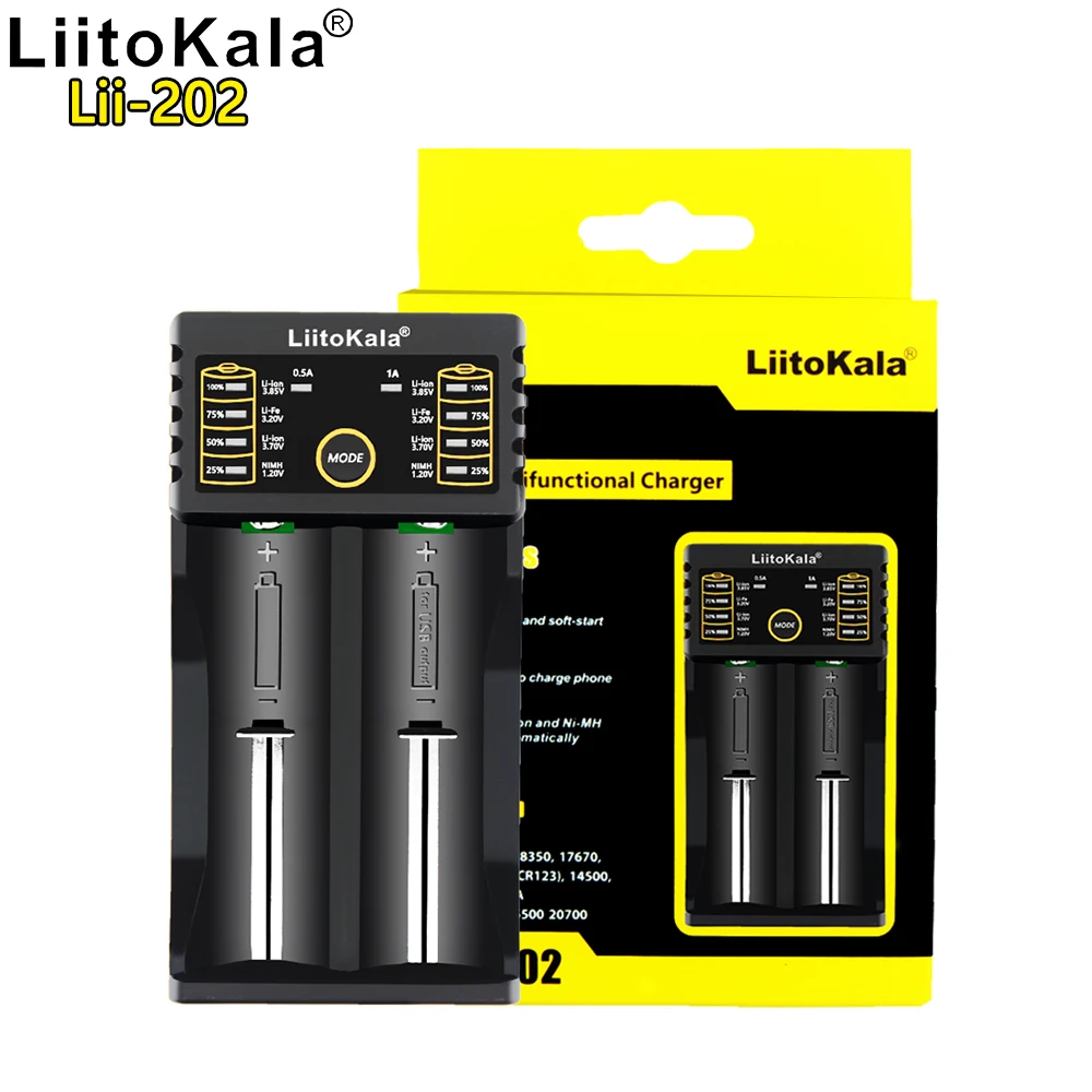 Liitokala Lii-202 18650 charger 1.2V 3.7V 3.2V 3.85V AA AAA 26650 10440 14500 16340 25500 NiMH lithium battery smart