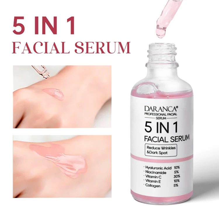 Customizable 5 In 1 Skin Care Serum Face Serum Hyaluronic Acid 10% Facial Niacinamide 5% Whitening Collagen 5% Vitamin C 30%