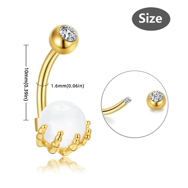 Factory direct sale 316l surgical steel piercing and tatoo supplies belly piercing cool skull hand opal navel piercing bar