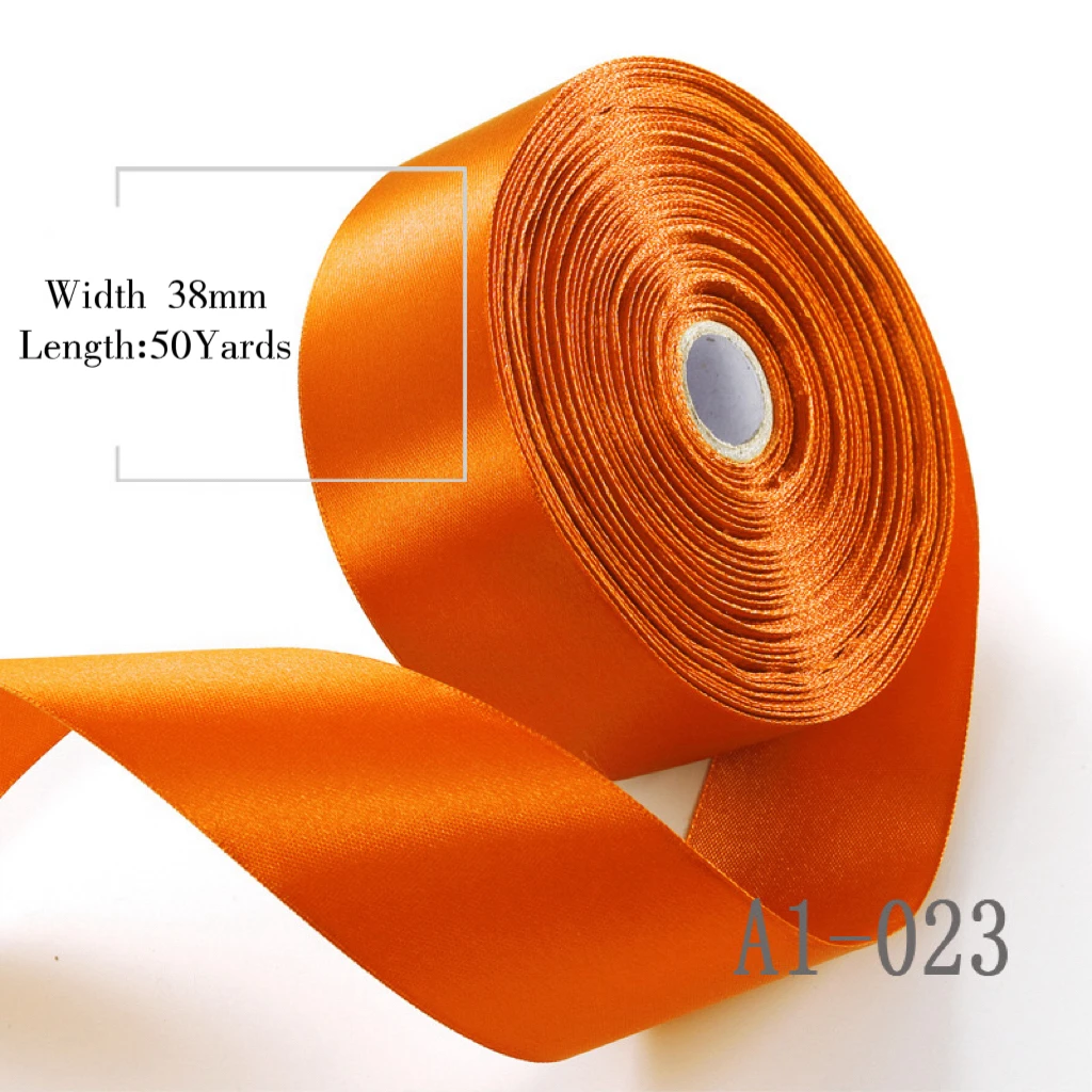 Wholesale Shiny Polyester 38mm 1.5inch 4cm 50 Yards Single Face Satin Ribbon Roll for Party Wedding Decoration Kids Hair Bow