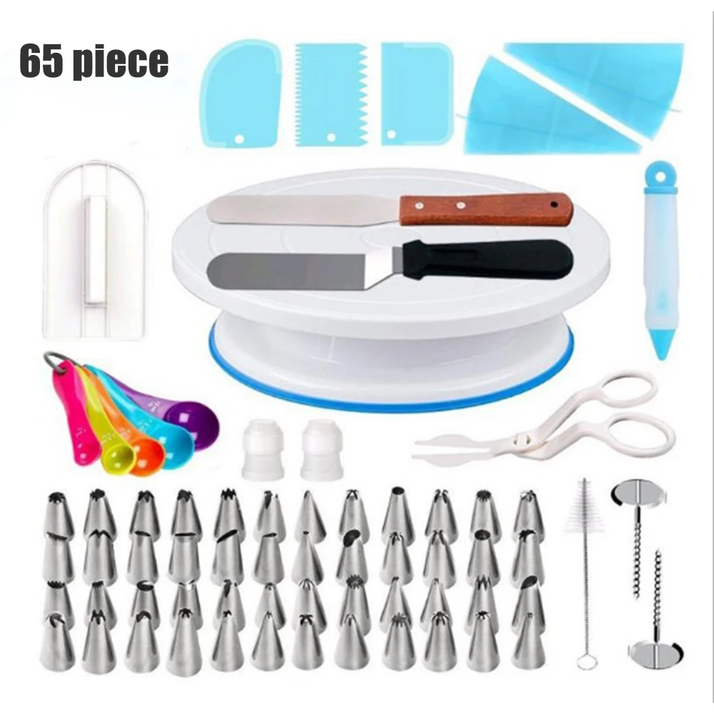 65 шт./компл. Набор насадок для выпечки с поворотным механизмом, инструменты для украшения тортов, набор для выпечки, товары для вечеринок
