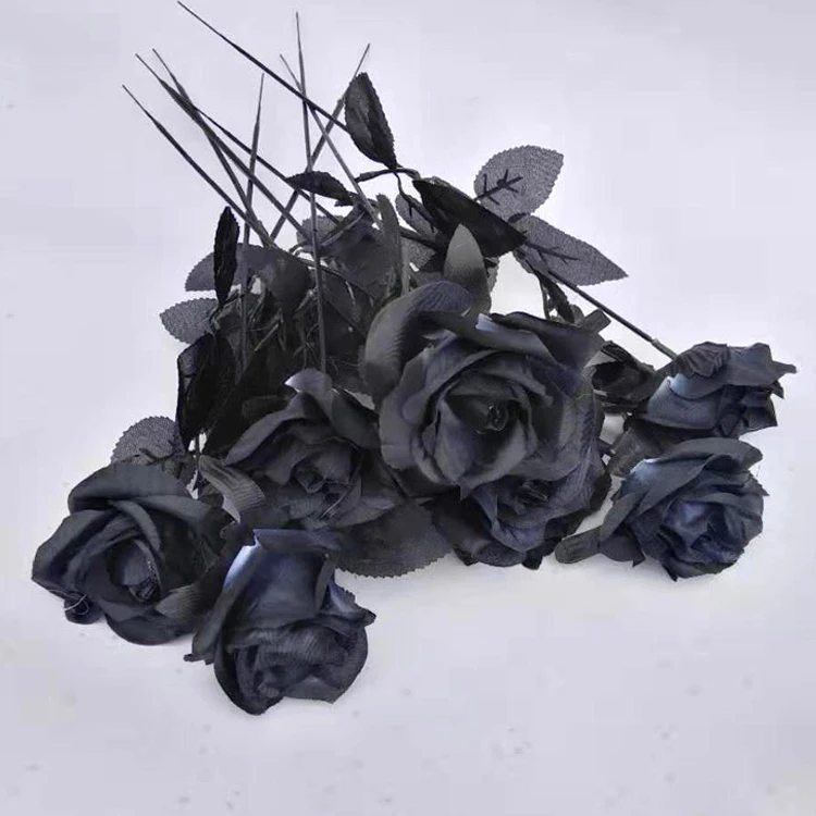 High Quality Silk Artificial Black Rose Flower For Decoration