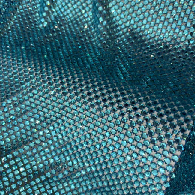 Glass clear crystal sapphire blue stretch strass rhinestones mesh net fabric korean rhinestone fabric for garment dress