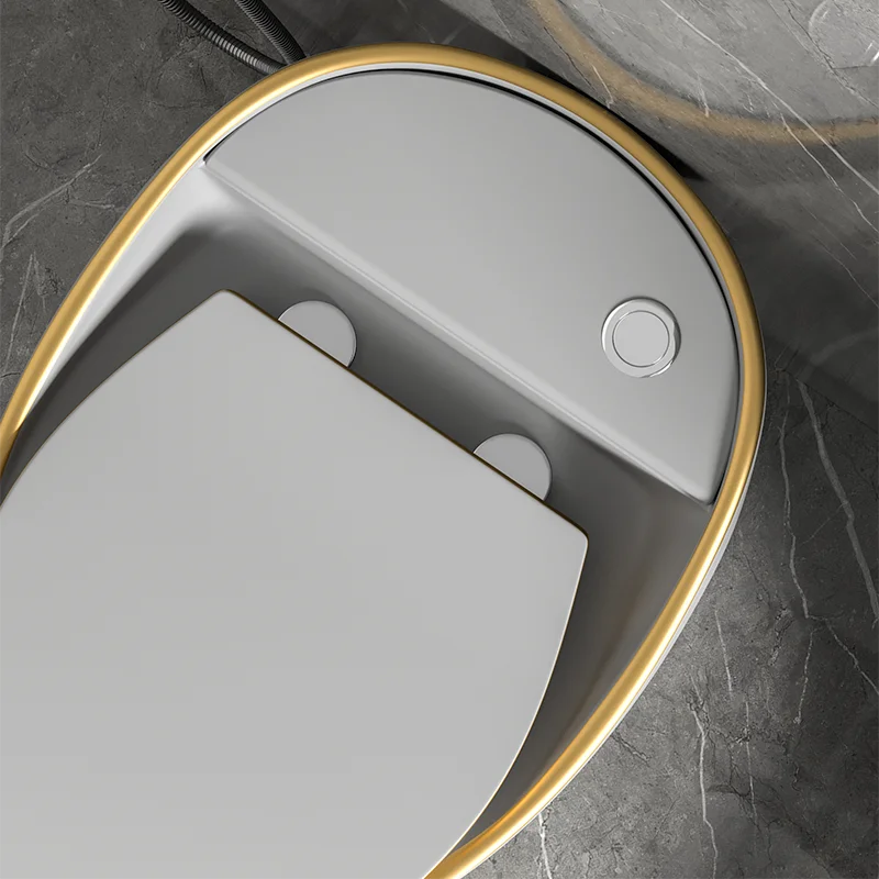 Hot Sale Top Quality Bathroom Water Closet S-trap Wc Floor Mounted Egg Shape Golden Toilet Ceramic Grey One Piece Toilet Bowl