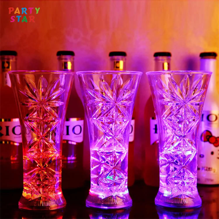 Wholesale Light Up Drinking Glasses Plastic Flashing Wine Party Decoration Acrylic Fun Plastic Cups