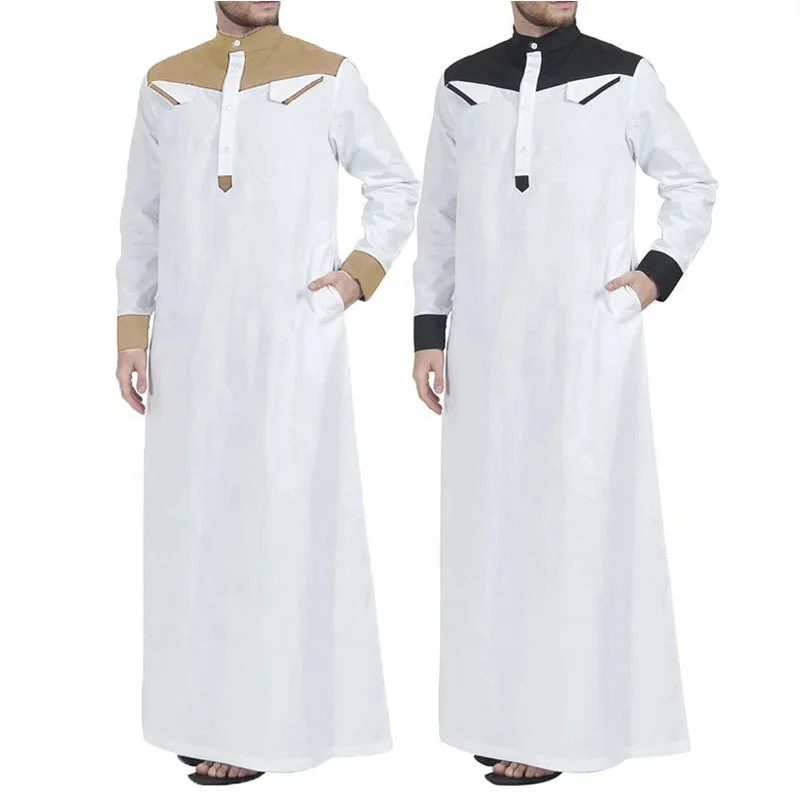 2024 latest ethnic costume muslim men dress islamic clothing thobe moroccan thobe for men wholesale Islamic Muslim clothing