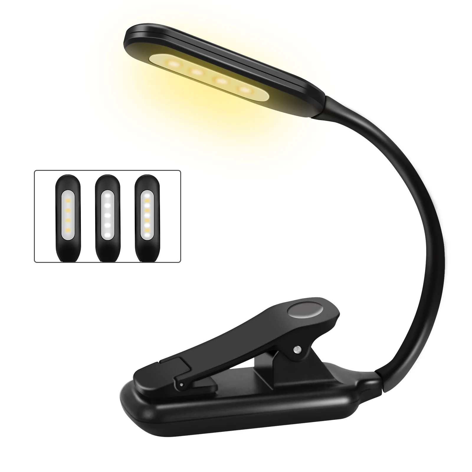 LED Book Light Clip Reading Light Flexible Study USB Rechargeable Book Light for Reading in Bed Adjustable Night Lamp