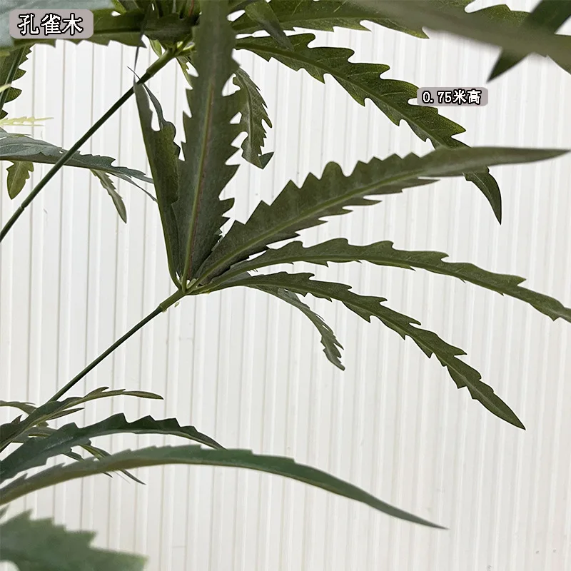 Simulated Malachite Octagonal Leaf Matte Plant Potted Artificial Peacock Banana Bonsai Trees Plastic Grass Greening Decoration