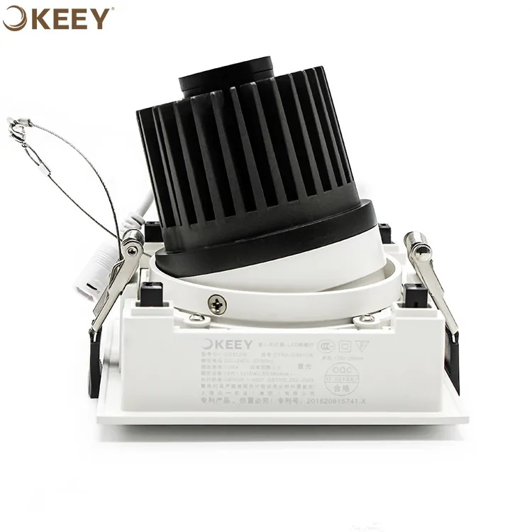 
2020 keey new led grille light premium 15w adjustable led grille lamp fixtures white square led grille downlight GS612 