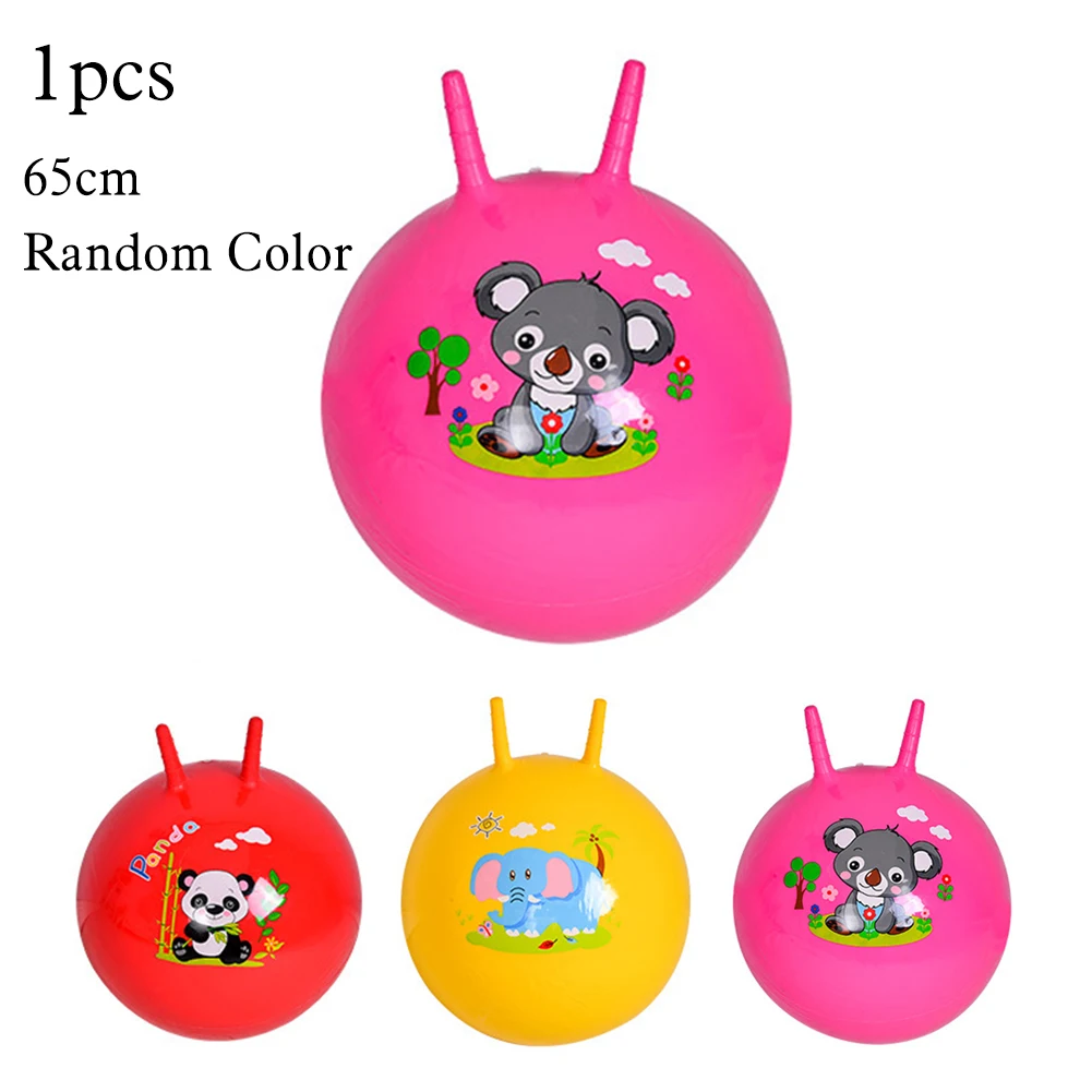 Handle Bounce Balls for Kids Inflatable Ball Rubber Kid Outdoor Games Play Sports Toy Random 1 Color 65 cm