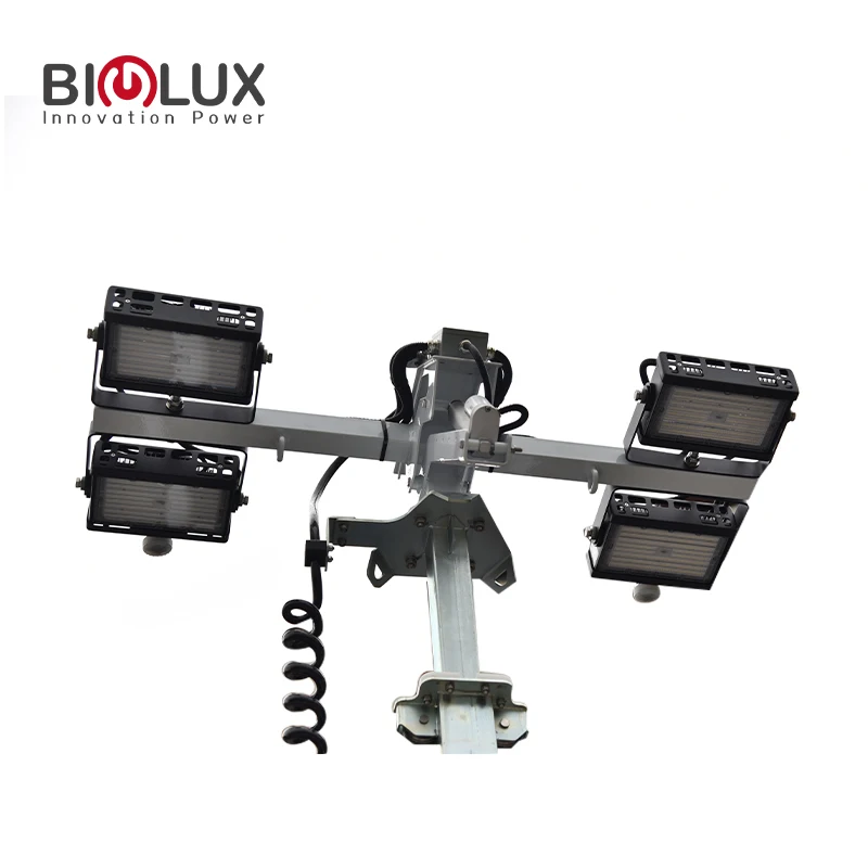 Mobile solar light tower with 400w led lights for construction site
