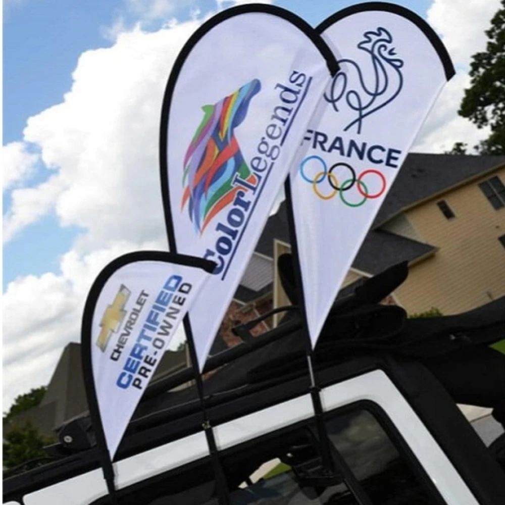 Custom Logo Teardrop Car Mini Window Flying Flag Beach Flags Model for Indoor Outdoor Event Advertising Flying Banner