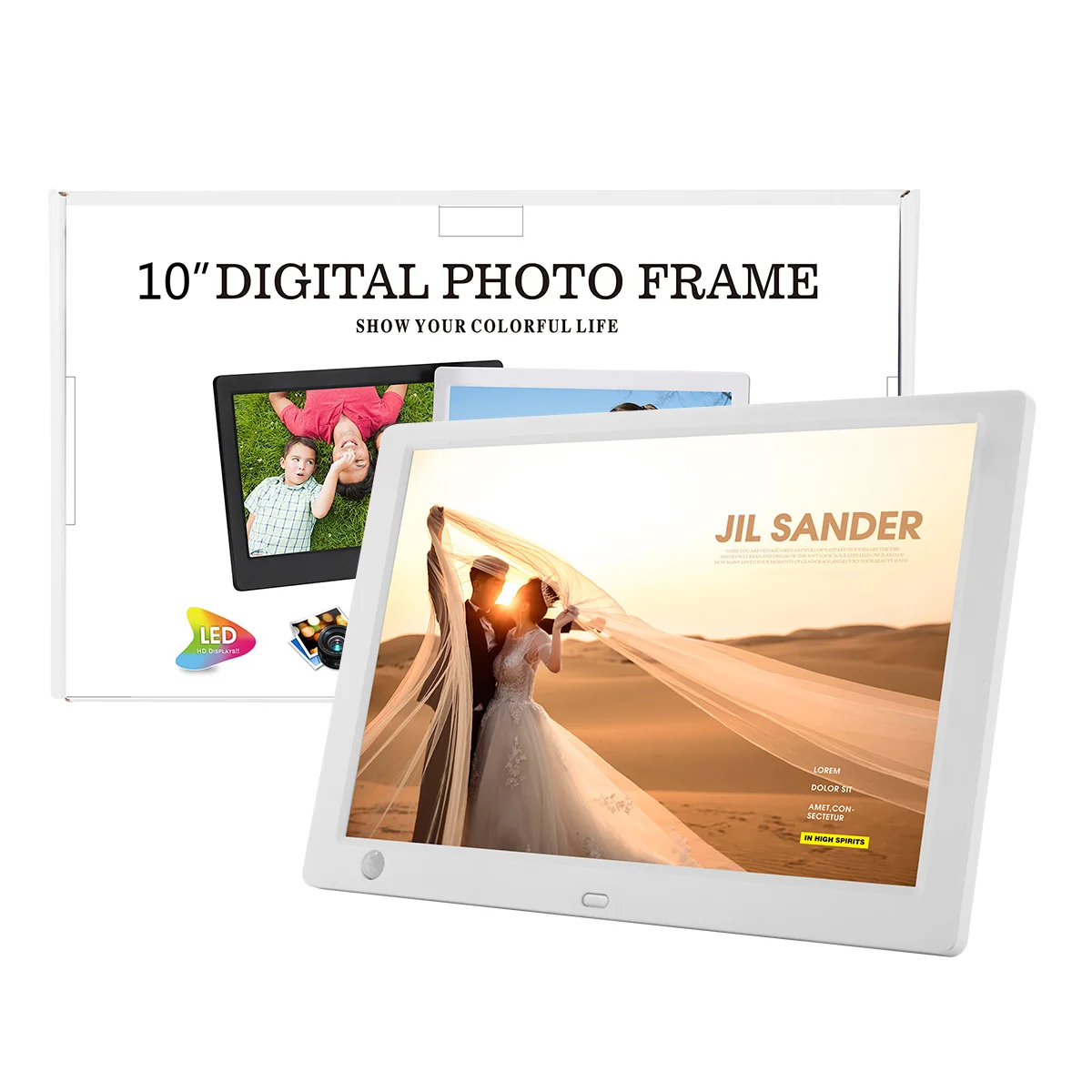 Top sale 10 inch picture digital photo frame With Alarm Clock Digital Calendar