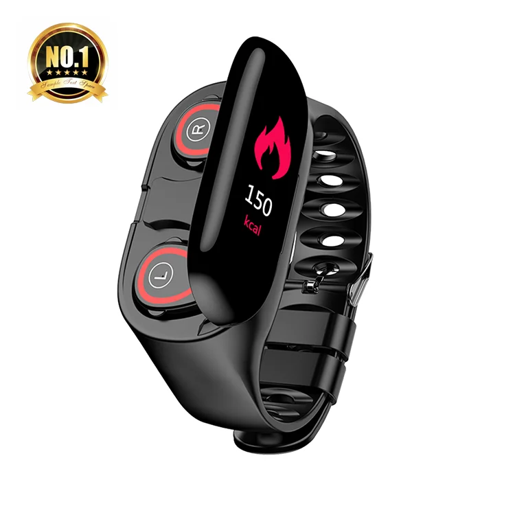  Factory BT Earphone with Ai Smart Watch Heart Rate Monitor Wristband Long Time Stand by smart watch earbuds and