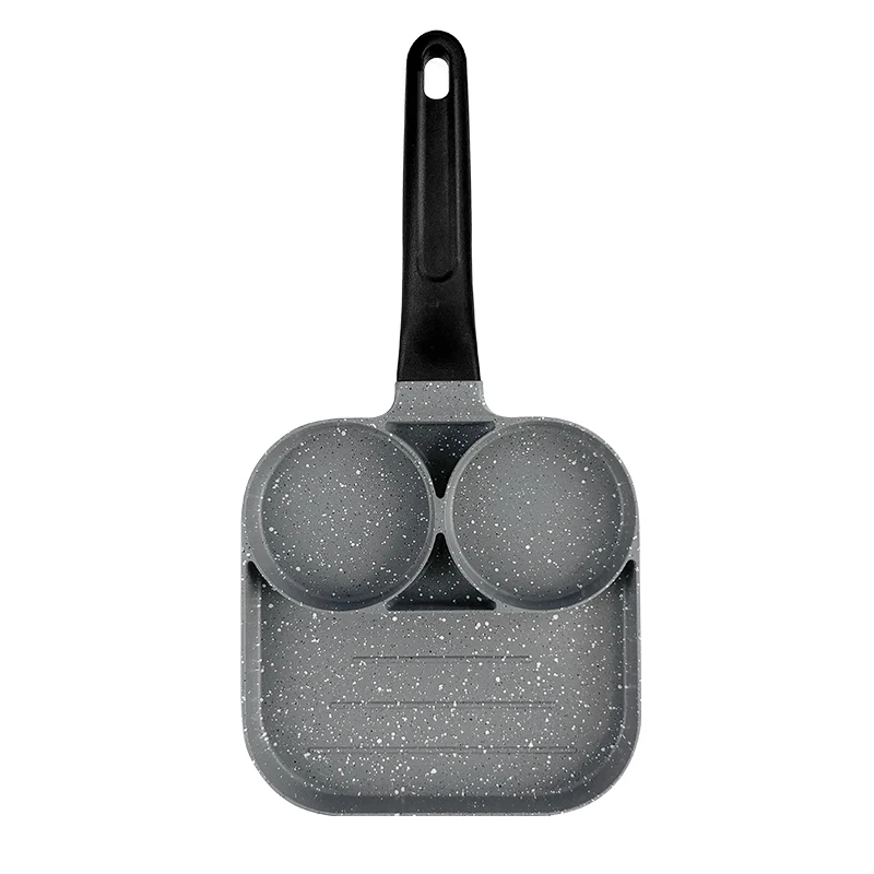 Cast Aluminum Egg frying pan 3 sections cup nonstick egg frying pan 3 in 1 Non stick split frying pan 3 divider