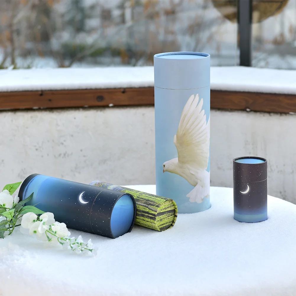 B052-4 Wholesale Funeral Pape Biodegradable Urnas For Animal Ashes Pet Cremation Scatter Tubes