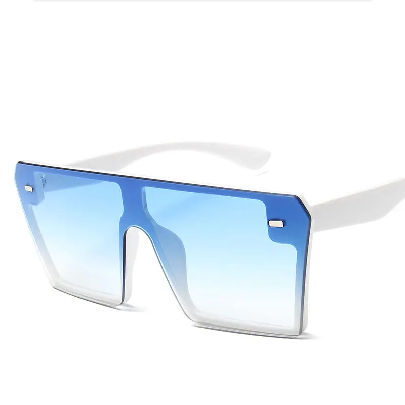 Square Sunglasses Women Oversized Flat Top Black Clear Lens One Piece Sun Glasses