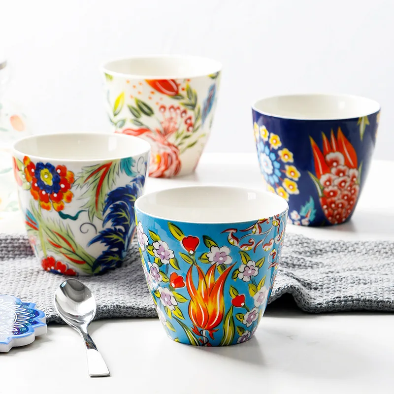 Creative ceramic  cup Nordic hand-painted straight water milk cup kitchen drinking ware